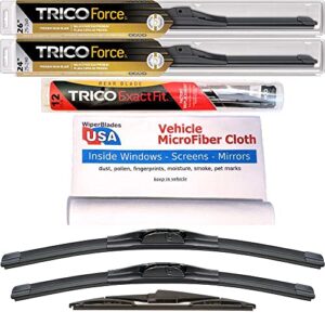 premium beam wipers for 2018 hyundai elantra gt set w/rear trico force beam blades wipers set bundled with microfiber interior car cloth