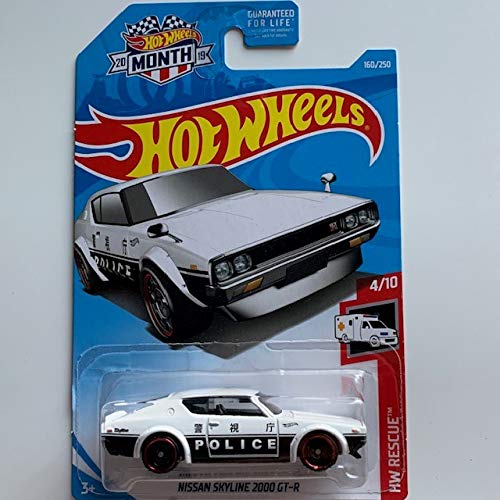 HW 2019 Hot Wheels Walmart Exclusive Month Card - White Nissan Skyline 2000 GT-R Police Rescue 4/10