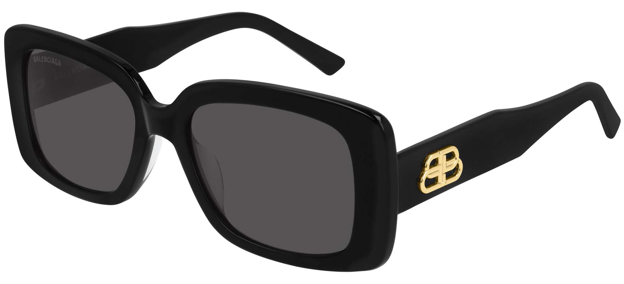 Balenciaga Rectangular Sunglasses BB0048S 001 Black/Gold 52mm