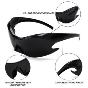 FEISEDY Futuristic Sunglasses, Fashion Alien Y2K Wrap Around for Women Men B4135