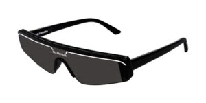 balenciaga bb0003s 001 99mm black/grey rectangle sunglasses for men for women + bundle with designer iwear eyewear kit