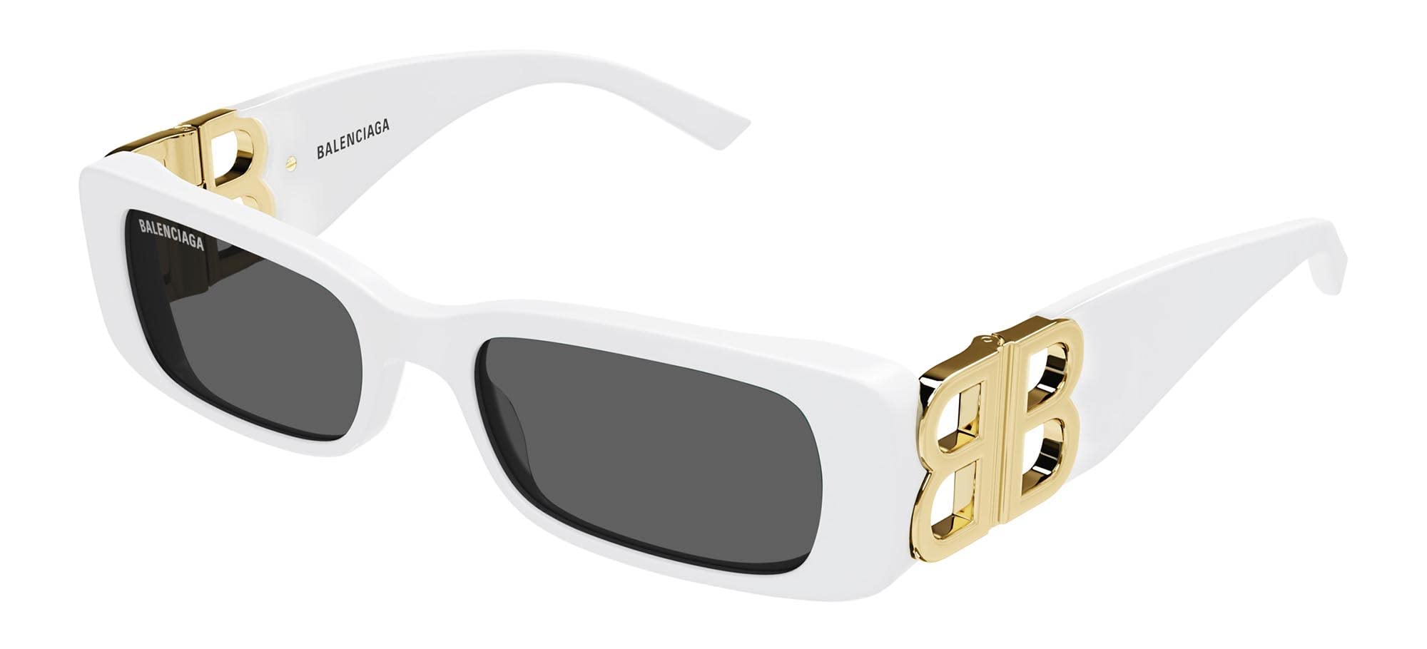 Balenciaga Women's Dynasty Rectangular Sunglasses, White-Gold-Grey, One Size