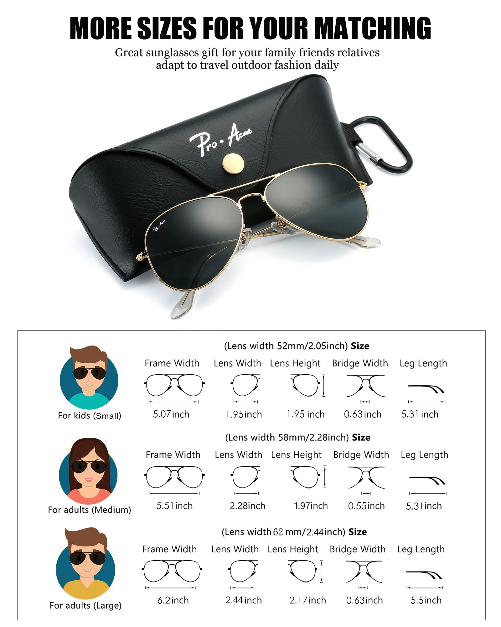Pro Acme Polarized Classic Aviator Sunglasses for Men Women - 62mm (Gold/Grey-Polarized)