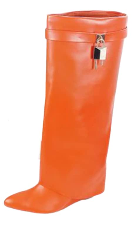 Liliana Women Knee High Wedge Boot Mutto-1 Orange1 7