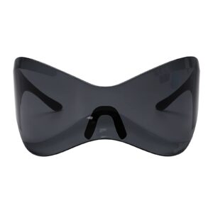 GUVIVI Futuristic Sunglasses for Men Women Oversized Wrap Around Shield Fashion Superhero Chic Mask Sun Glasses Shades