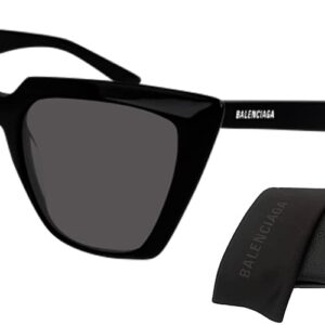 Balenciaga BB0046S 001 55MM Black/Grey Cat Eye Sunglasses for Women + BUNDLE with Designer iWear Eyewear Kit