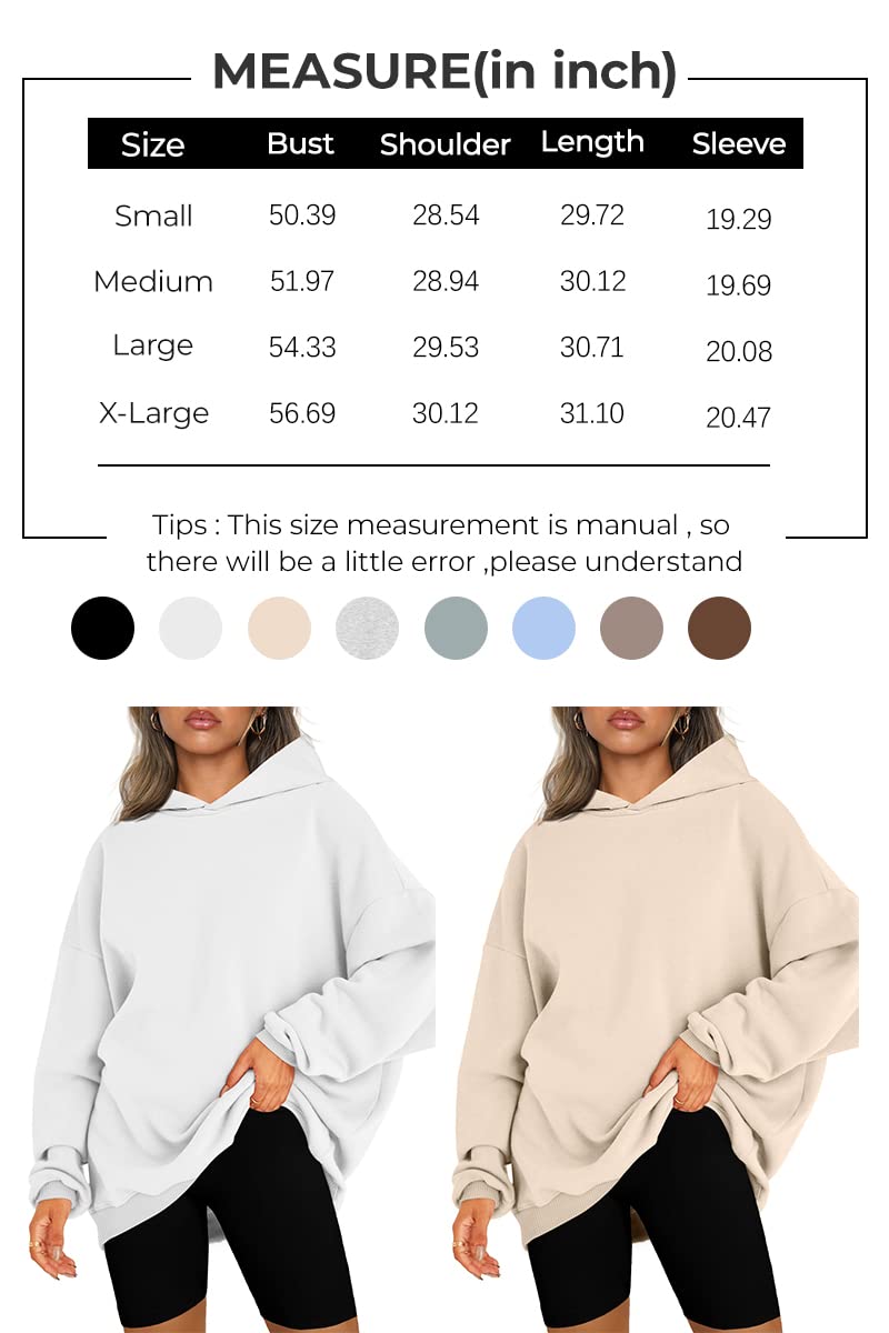 EFAN Hoodies for Women Oversized Sweatshirts Fall Fashion Outfits 2024 Clothes Fleece Solid Basic Soft Workout Loose Tops Sweaters Light Blue