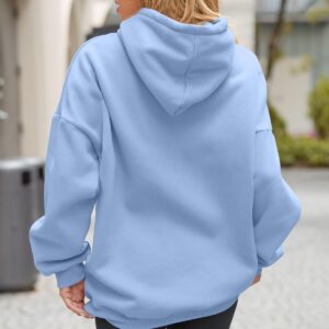 EFAN Hoodies for Women Oversized Sweatshirts Fall Fashion Outfits 2024 Clothes Fleece Solid Basic Soft Workout Loose Tops Sweaters Light Blue