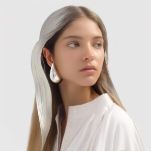 Tear Drop Earring Dupes Extra Large, Trendy Chunky Gold Hoop Earrings For Women Sensitive Ears Hypoallergenic Trendy Waterdrop Jewelry Gift (large silver)