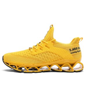 Vooncosir Women's Running Shoes Comfortable Fashion Non Slip Blade Sneakers Work Tennis Walking Sport Athletic Shoes Yellow