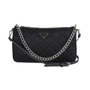 prada quilted tessuto nylon chain black convertible shoulder bag 1bh026