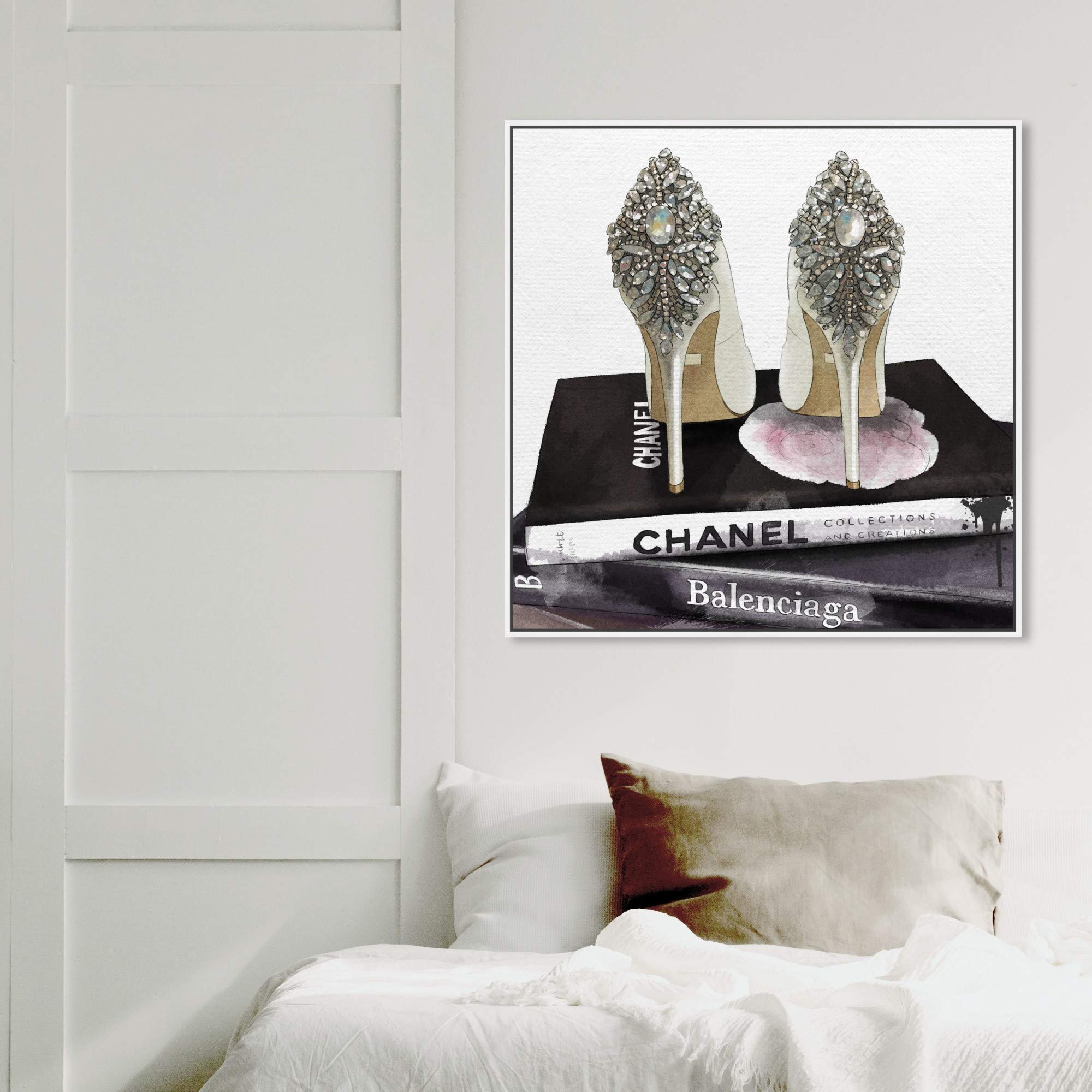 The Oliver Gal Artist Co. Fashion and Glam Framed Wall Art Canvas Prints 'My Trophies' Shoes Home Décor, 30 in x 30 in, Black, Gray