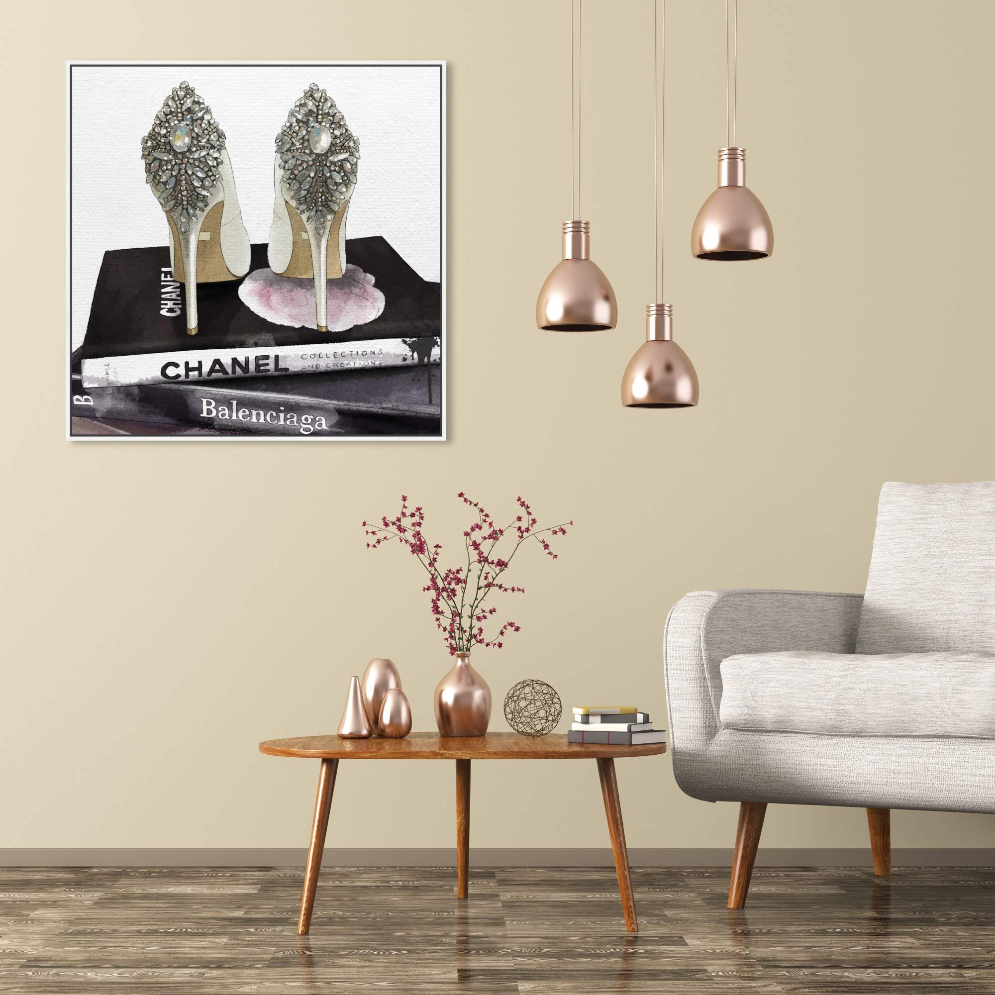 The Oliver Gal Artist Co. Fashion and Glam Framed Wall Art Canvas Prints 'My Trophies' Shoes Home Décor, 30 in x 30 in, Black, Gray