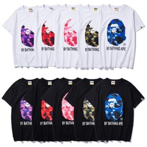 Unisex The Bathing Ape Head Short Sleeve Neck T-shirt Ape Head Cartoon Print Loose T-shirt (1,Medium,Medium)