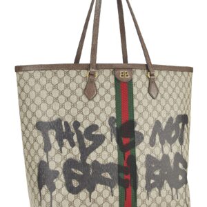 Balenciaga, Pre-Loved Balenciaga x Gucci Beige Coated Canvas Hacker Graffiti Tote Large, Brown