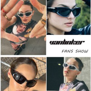 VANLINKER Wrap Around Sport Sunglasses for Women Trendy Fashion Chunky Shades All Black VL9672