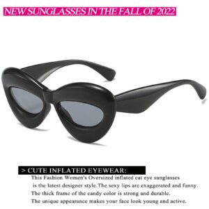 Akirawang Fashion Trendy Cat-eye Sunglasses for Women Oversized Thick Frame Sexy Lip Candy Color Glasses Designer Style