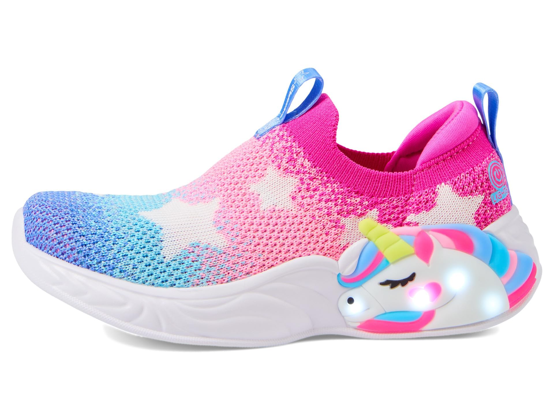 Skechers Kids Unicorn Dreams-Sherbert STA Sneaker, Hot Pink/Multi, 3 US Unisex Little Kid