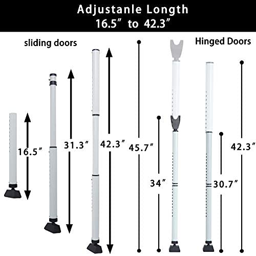 HoneSecur 2-in-1 Door Security Bar & Sliding Patio 28″ Door Stopper Security Jammer Bar Child Proof Adjustable Constructed of High Grade Iron Window Doors Security Bars, White