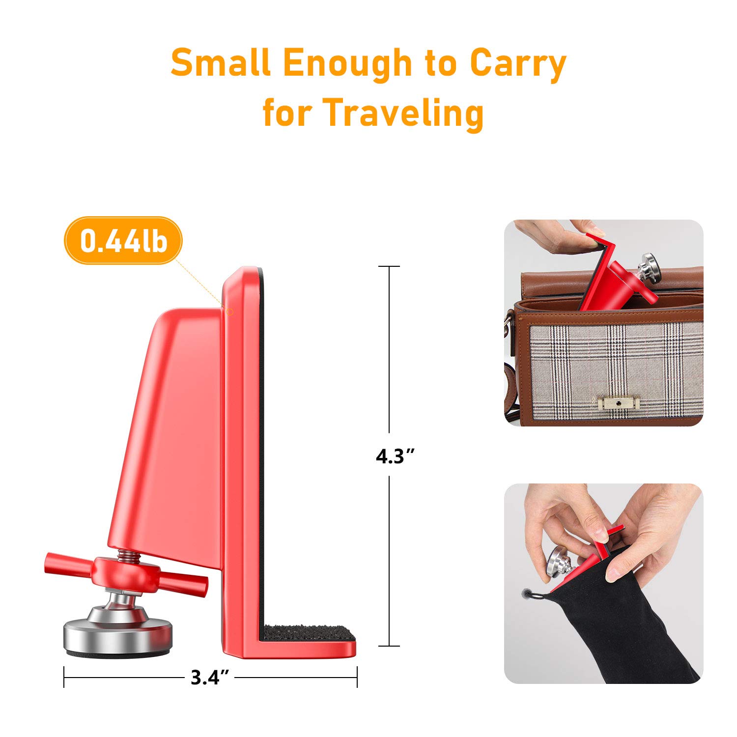 Door Stoppers Security - Portable Door Jammer for Travel Security Anti Theft, Apartment Hotel Door Lock - Protection for Homeowner and Children, Lockdown Device for Women Safety Self Defense (Red)