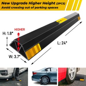 24 Inch (New Upgrade) 2 PCS Heavy Duty Car Parking Stopper for Garage, Parking Aid Protects Car, Parking Gadgets Easy to Install 2 Packs, 24" L x 3.7" W x 1.8" H