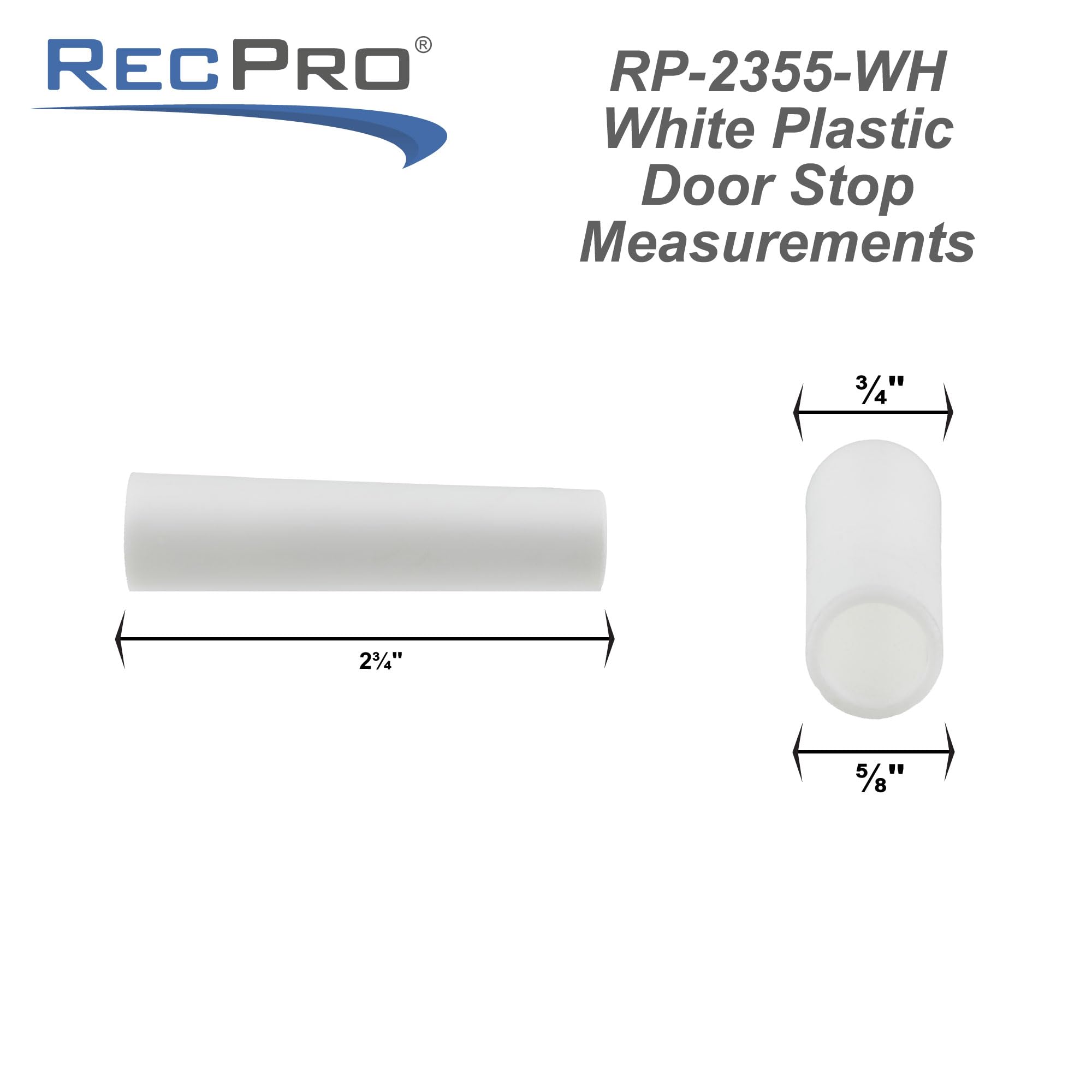 RecPro RV Plastic Door Stop | 2.755” (Single, White)