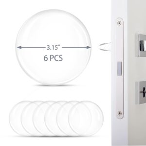 large door knob wall protector 3.15“, 6pcs clear door stopper wall protector with strong self adhesive, soft silencer door bumpers for home and office