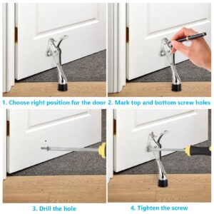 FVIEXE 6 Packs Door Stoppers, Metal Doorstop Door Holder Kick Stopper Commercial Kickdown Door Stops, Door Stop for Bottom of Door with One Touch and Rubber Tip Kickstand Replacements