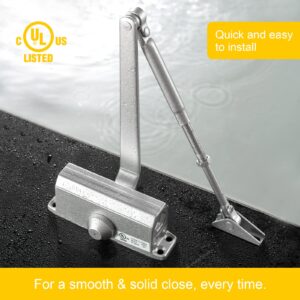 Door Closer - Adjustable Automatic and noiseless Door Closer, Suitable for Residential and Commercial Doors - Easy to Install, Screw Fittings, Instructions and Video provided.