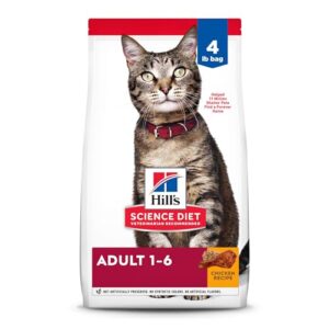 hill's science diet adult 1-6, adult 1-6 premium nutrition, dry cat food, chicken recipe, 4 lb bag