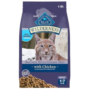 blue buffalo wilderness nature's evolutionary diet high-protein, grain-free natural dry food for adult cats, chicken, 6-lb. bag