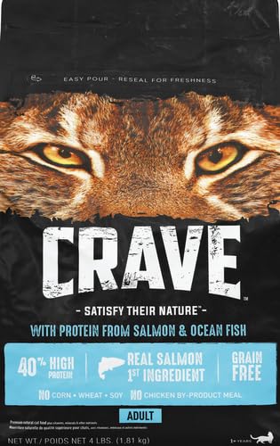 CRAVE Grain Free Adult High Protein Natural Dry Cat Food with Protein from Salmon & Ocean Fish 4 lb