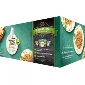 Fancy Feast Elegant Medleys Primavera Collection Cat Food Variety Pack 12-3 oz. Cans [Contains: 4 Each: Tender Turkey Primavera, Tuna Primavera, and White Meat Chicken Primavera]