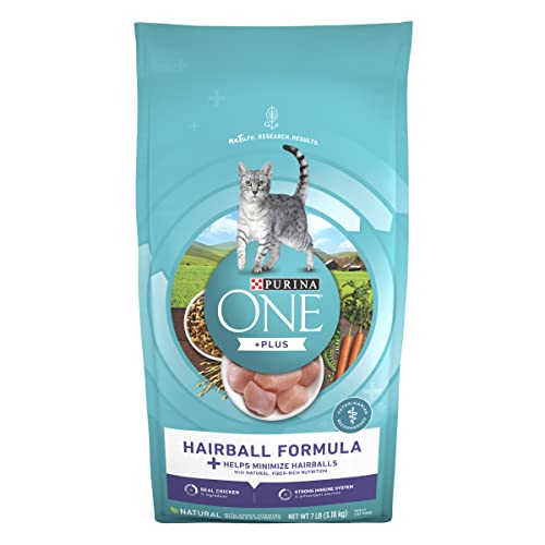 Purina ONE Natural Cat Food for Hairball Control, +PLUS Hairball Formula - 7 lb. Bag