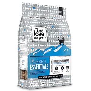 i and love and you naked essentials dry cat food - chicken + pumpkin for digestive support - grain free, real meat, prebiotics + probiotics, 3.4lb bag