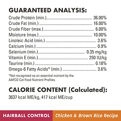 NUTRO WHOLESOME ESSENTIALS Adult Hairball Control Natural Dry Cat Food Farm-Raised Chicken & Brown Rice Recipe, 3 lb. Bag