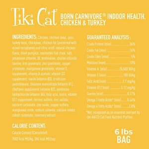 Tiki Cat Born Carnivore Indoor Health, Chicken & Turkey Meal, Grain-Free Baked Kibble to Maximize Nutrients, Dry Cat Food, 6 lbs. Bag