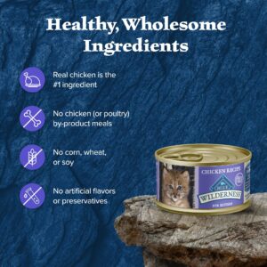Blue Buffalo Wilderness High-Protein Grain-Free Wet Kitten Food, Chicken Paté Recipe, 3-oz. Cans, 6-Count
