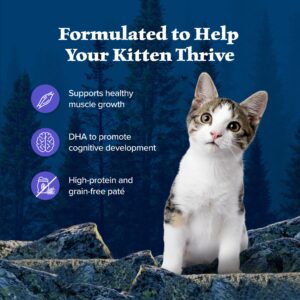 Blue Buffalo Wilderness High-Protein Grain-Free Wet Kitten Food, Chicken Paté Recipe, 3-oz. Cans, 6-Count