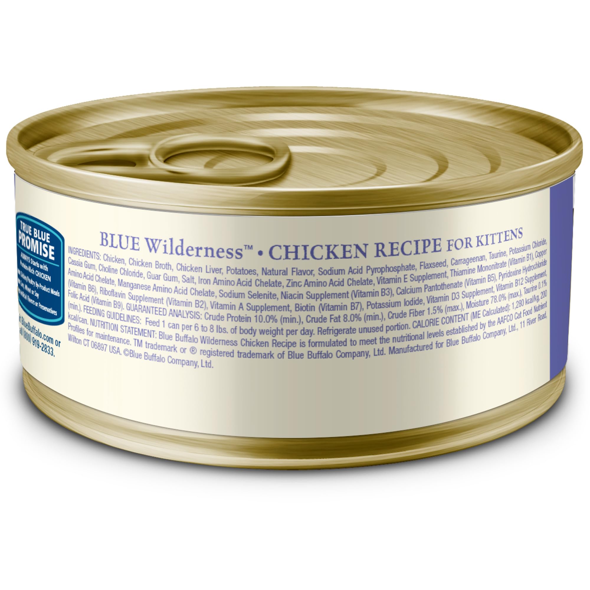 Blue Buffalo Wilderness High-Protein Grain-Free Wet Kitten Food, Chicken Paté Recipe, 3-oz. Cans, 6-Count