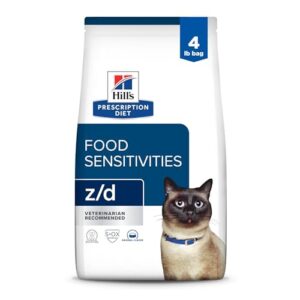 hill's prescription diet z/d skin/food sensitivities dry cat food, veterinary diet, 4 lb. bag