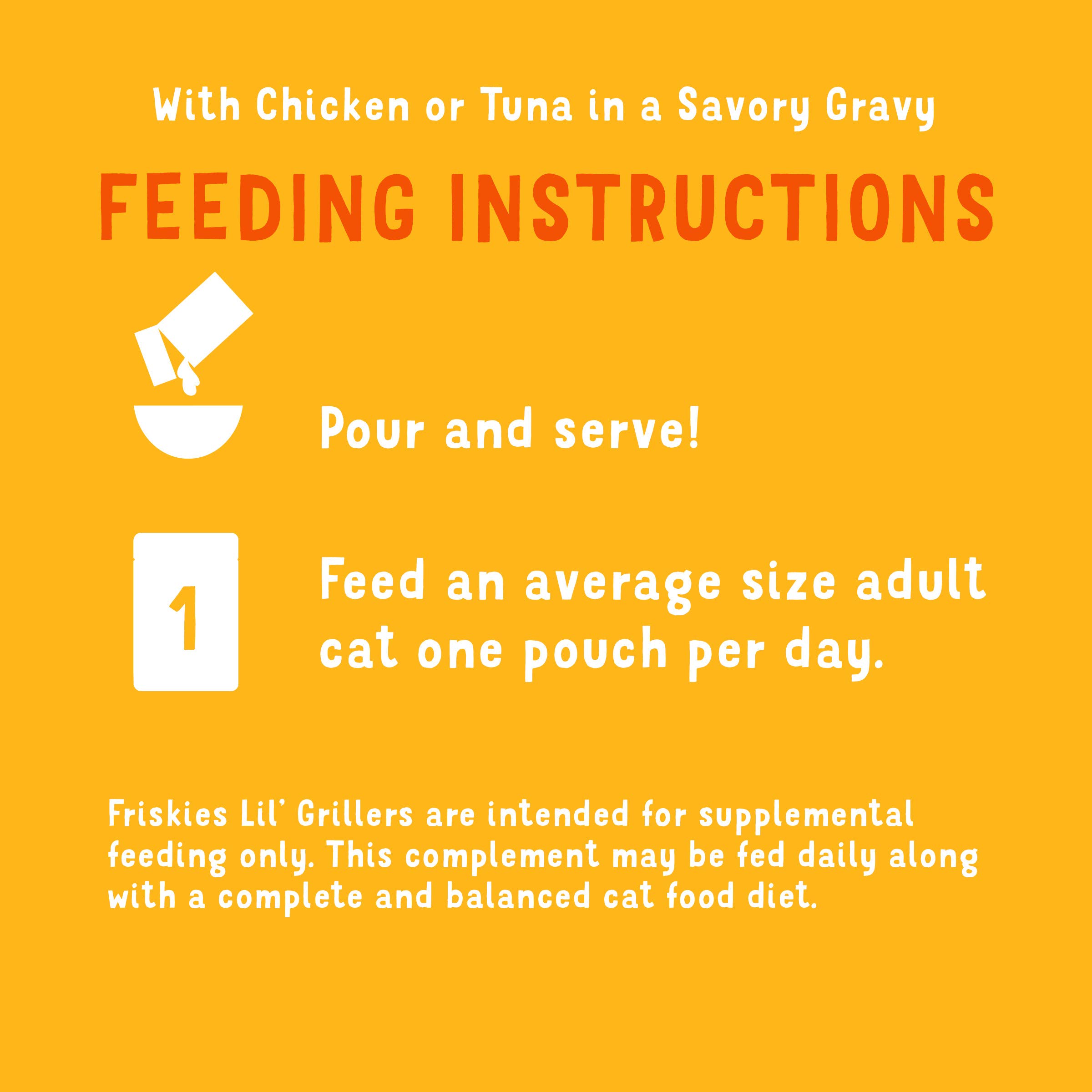 Purina Friskies Gravy Wet Cat Food Lickable Cat Treats Variety Pack, Lil' Grillers Seared Cuts With Chicken & Tuna - (Pack of 18) 1.55 oz. Pouches