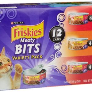 Friskies Wet Cat Food, Meaty Bites, 3-Flavor Variety Pack, 5.5-Ounce Can, Pack Of 12