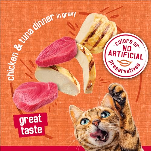 Purina Friskies Gravy Wet Cat Food, Prime Filets Chicken & Tuna Dinner in Gravy - (Pack of 24) 5.5 oz. Cans