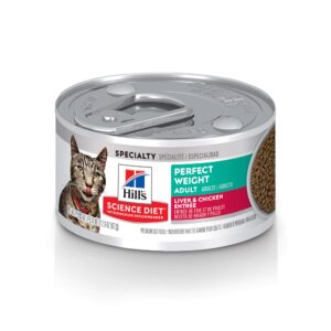 hill's science diet perfect weight, adult 1-6, weight management support, wet cat food, liver & chicken minced, 2.9 oz can, case of 24