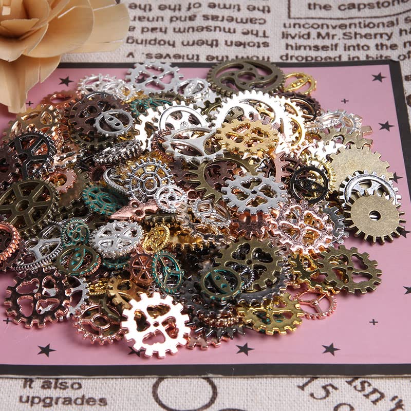 Opexicos 200Pcs Vintage Mixed Mechanical Cogs & Gears DIY Steampunk Pendant Jewelry Craft