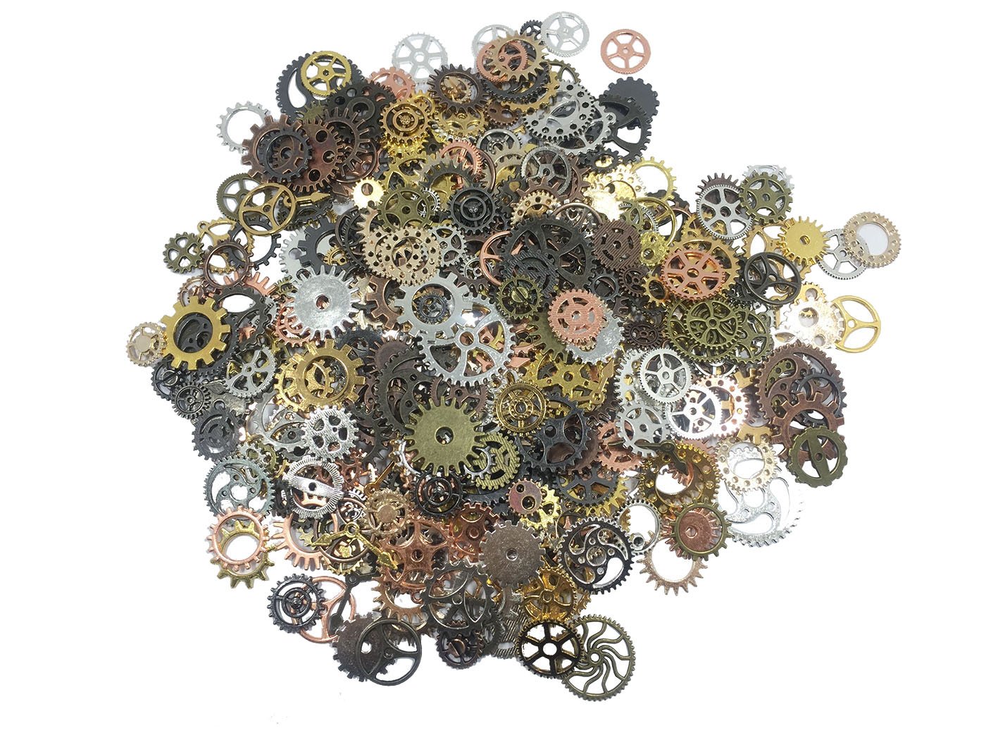 levylisa Bulk 500 Gram Small Plated Wheel Gear,GearJewelry Scrapbooking Charms Wheel,Old Steampunk Watch Parts Pieces Vintage Antique Cogs Wheels (500g)