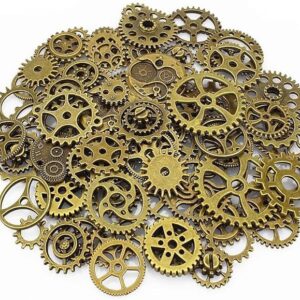 Bodosac 300 Gram Assorted Vintage Antique Steampunk Gears Charms Watch Cog Wheel Sets 5 Color