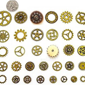 Bodosac 300 Gram Assorted Vintage Antique Steampunk Gears Charms Watch Cog Wheel Sets 5 Color