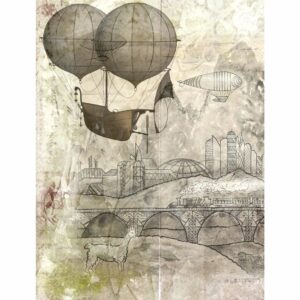 Light Steampunk Mulberry Rice Paper, 8 x 10.5 inch - 6 x Different Printed Mulberry Paper Images 30gsm Visible Fibres for Decoupage Crafts Mixed Media Collage Art